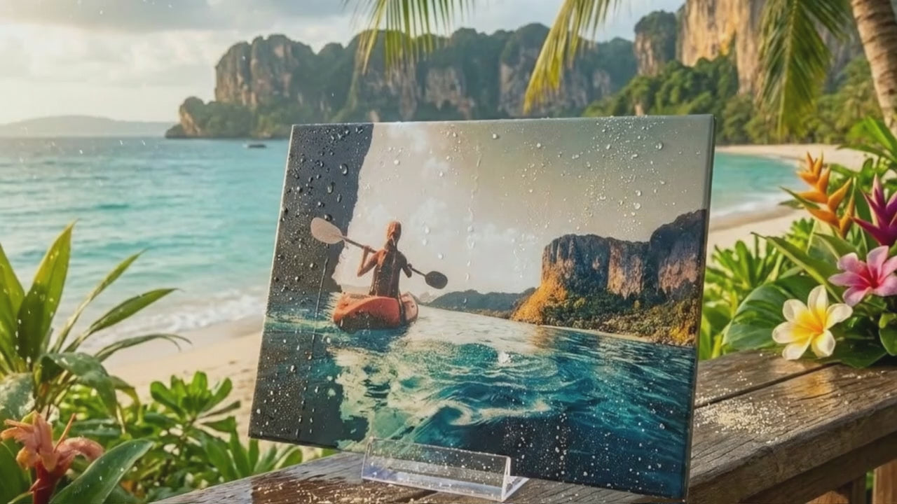 Load video: wowzart prints withstand any weather, even frozen in solid ice